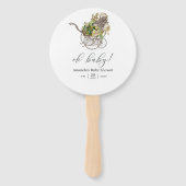 ヴィンテージフローラベビーキャリッジベビーシャワー ハンドファン (正面)