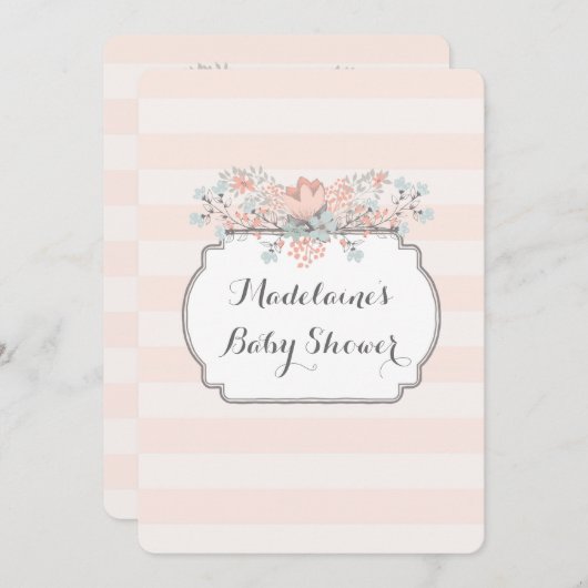 ヴィンテージフローラベビーシャワー招待状 招待状 (正面/裏面)
