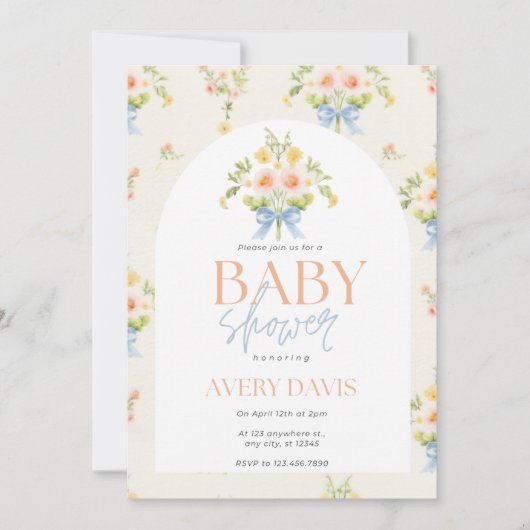 ヴィンテージフローラベビーシャワー招待状 招待状 (正面)