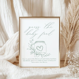 ヴィンテージフローラベビーシャワー推測ベビー食品 ポスター