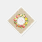 ヴィンテージフローラベビーシャワー誕生日紙ナプキンス スタンダードカクテルナプキン (角)