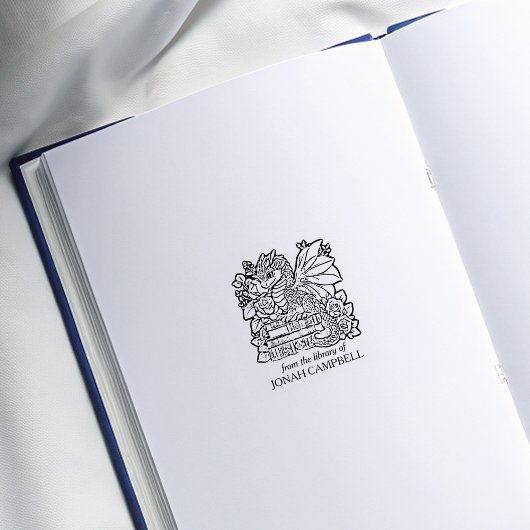 ヴィンテージフローラベビードラゴン蔵書票 ラバースタンプ