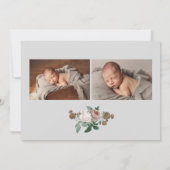 ヴィンテージフローラベビー写真の誕生発表 招待状 (裏面)