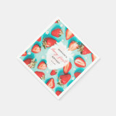 ヴィンテージフローラベリーファーストストロベリー誕生日 スタンダードカクテルナプキン (角)