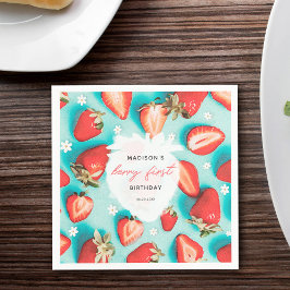 ヴィンテージフローラベリーファーストストロベリー誕生日 スタンダードカクテルナプキン