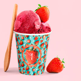 ヴィンテージフローラベリーファーストストロベリー誕生日 紙コップ