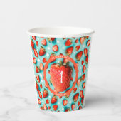 ヴィンテージフローラベリーファーストストロベリー誕生日 紙コップ (裏面)