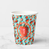 ヴィンテージフローラベリーファーストストロベリー誕生日 紙コップ (正面)