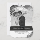 ヴィンテージフローラペイズリー結婚写真の発表 招待状 (正面)