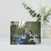 ヴィンテージフローラペイズリーPeacock Photo Save The Date 案内ポストカード (スタンド正面)