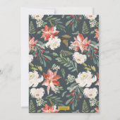 ヴィンテージフローラホリデークリスマスフォト葉金ゴールド 招待状 (裏面)