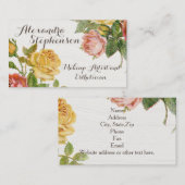 ヴィンテージフローラホワイトウォッシュバラ美しいサロンファッション 名刺 (正面/裏面)