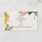 ヴィンテージフローラホワイトウォッシュバラ美しいサロンファッション 名刺 (裏面)