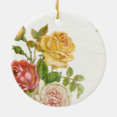 ヴィンテージフローラホワイトウォッシュ春ブライダルシャワー セラミックオーナメント (裏面)