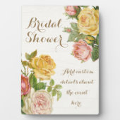 ヴィンテージフローラホワイトウォッシュ春ブライダルシャワー フォトプラーク (正面)