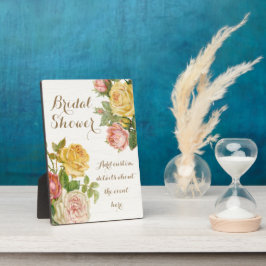 ヴィンテージフローラホワイトウォッシュ春ブライダルシャワー フォトプラーク