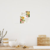 ヴィンテージフローラホワイトウォッシュ春ブライダルシャワー ポスター (キッチン)