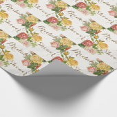 ヴィンテージフローラホワイトウォッシュ春ブライダルシャワー ラッピングペーパー (角)