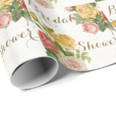 ヴィンテージフローラホワイトウォッシュ春ブライダルシャワー ラッピングペーパー (ロールコーナー)