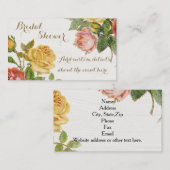 ヴィンテージフローラホワイトウォッシュ春ブライダルシャワー 名刺 (正面/裏面)