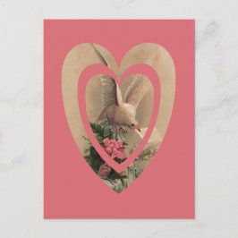 ヴィンテージフローラホワイトドーブとメモハート ポストカード
