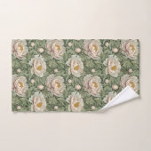 ヴィンテージフローラホワイトピーニーパターン（の模様が）ある ハンドタオル (ハンドタオル)