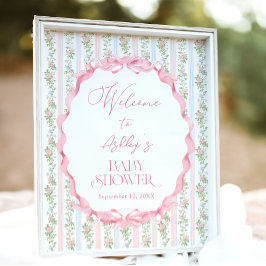 ヴィンテージフローラボウベビーシャワーウェルカム ポスター