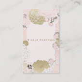 ヴィンテージフローラボタニカルグラム赤面ピンク&金ゴールド 名刺 (正面)