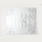 ヴィンテージフローラボタニカルグレ結婚ーズ タペストリー (正面(横))