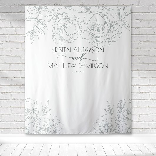 ヴィンテージフローラボタニカルグレ結婚ーズ タペストリー