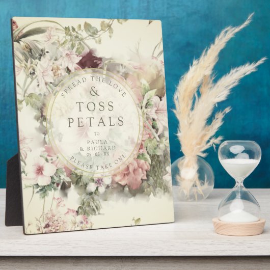 ヴィンテージフローラボタニカルトス花びら結婚ズ フォトプラーク (側面)