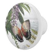 ヴィンテージフローラボタニカルバタフライコテージホワイト1 セラミックノブ (右)