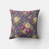 ヴィンテージフローラボタニカルパープル&クリーム クッション (裏面)