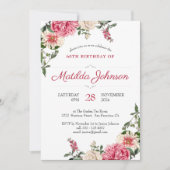 ヴィンテージフローラボタニカル60thバースデーパーティー 招待状 (正面)