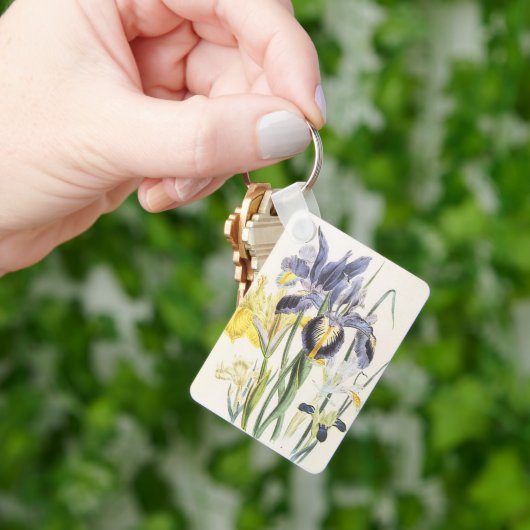 ヴィンテージフローラボタニガーデンアイリスフラワー キーホルダー (手)