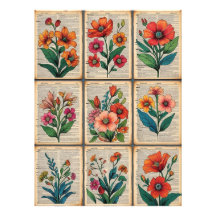 🌸ヴィンテージフローラポスター高齢辞書紙