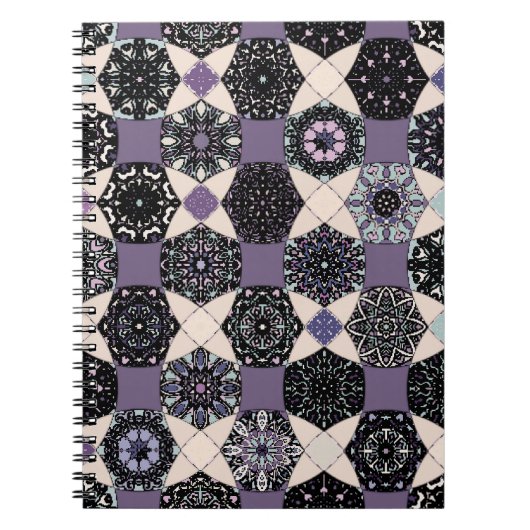 ヴィンテージフローラマンダラカラフル：シームレス ノートブック (正面)