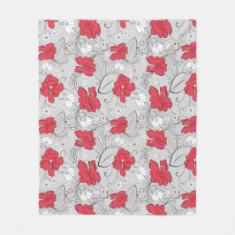 ヴィンテージフローラミッドセンチュリー40sスタイルベッドスロー フリースブランケット