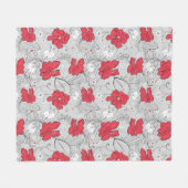 ヴィンテージフローラミッドセンチュリー40sスタイルベッドスロー フリースブランケット (正面(横))