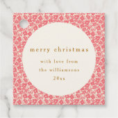 ヴィンテージフローラミュート赤かわいいカスタムクリスマス フェイバータグ (正面)