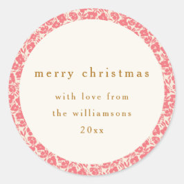 ヴィンテージフローラミュート赤かわいいカスタムクリスマス ラウンドシール