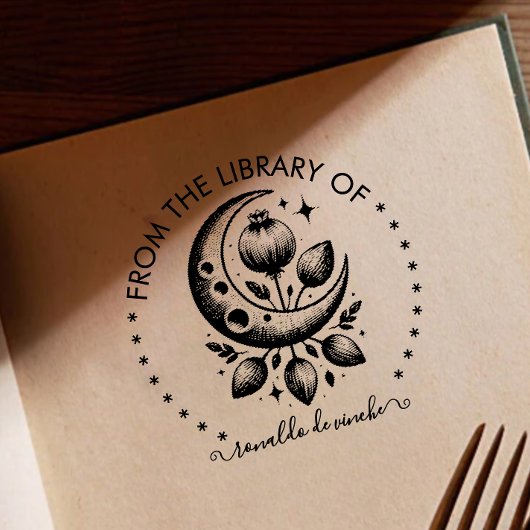 ヴィンテージフローラムーンThe library of Round セルフインキングスタンプ