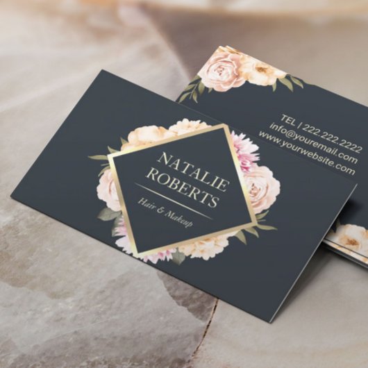 ヴィンテージフローラメイクアップアーティストヘアサロンダスティブルー 名刺