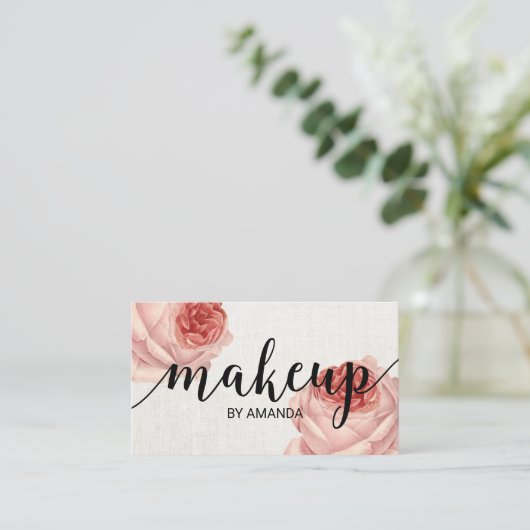 ヴィンテージフローラメイクアップアーティスト美しいサロン 名刺 (スタンド正面)
