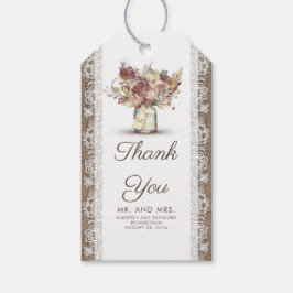 ヴィンテージフローラメイスンジャール素朴とバーラップレース ギフトタグ