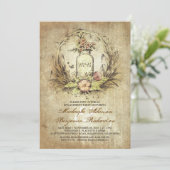 ヴィンテージフローラメイスンジャー素朴婚約パーティ 招待状 (スタンド正面)