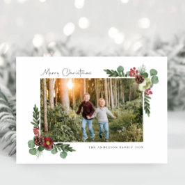 ヴィンテージフローラメリークリスマスフォトカード シーズンカード