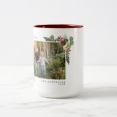 ヴィンテージフローラメリークリスマスフォトカード ツートーンマグカップ (中央)