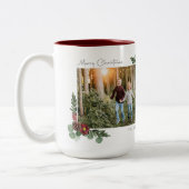 ヴィンテージフローラメリークリスマスフォトカード ツートーンマグカップ (左)
