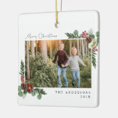 ヴィンテージフローラメリークリスマスフォト セラミックオーナメント (左)